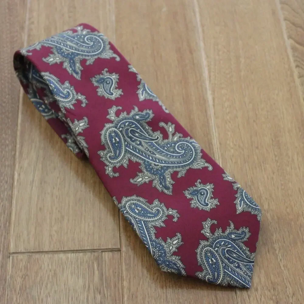 Men's Vintage Christian‎ Dior Red Paisley Print Neck Tie Silk